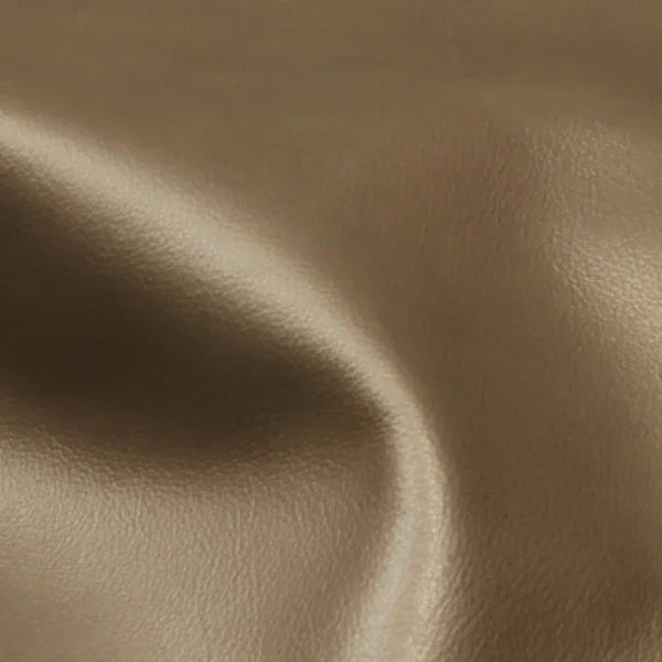 Smooth taupe Asher Leather fabric with a soft, natural grain texture and gentle drape